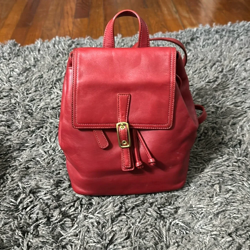 Coach Red Leather Backpack - Picture 1 of 8